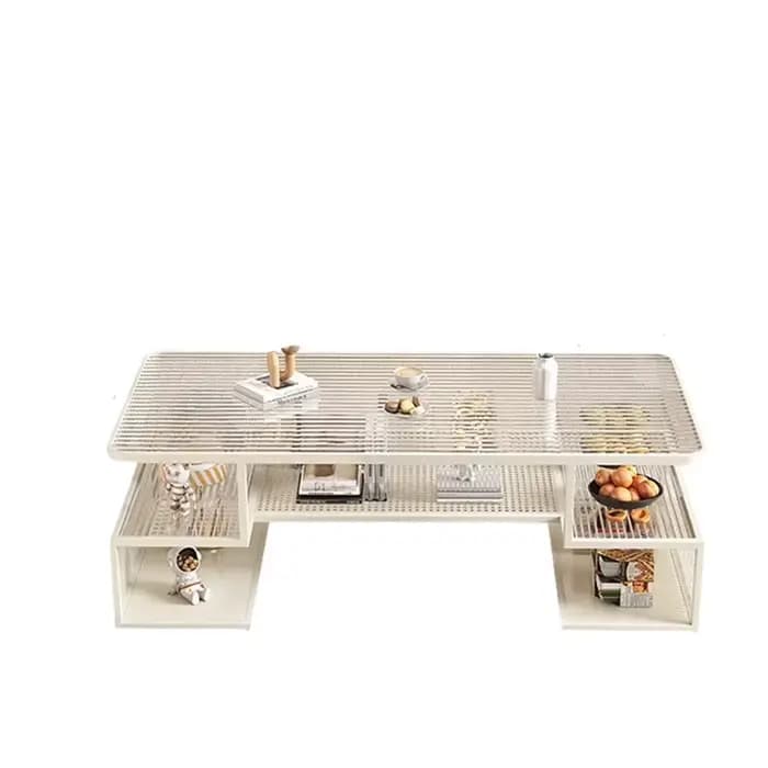 Tables basses rectangulaires blanches en verre De luxe