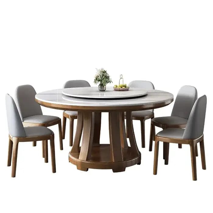 Table à manger ronde en marbre, style nordique de luxe, minimaliste, pieds de table modernes, économ