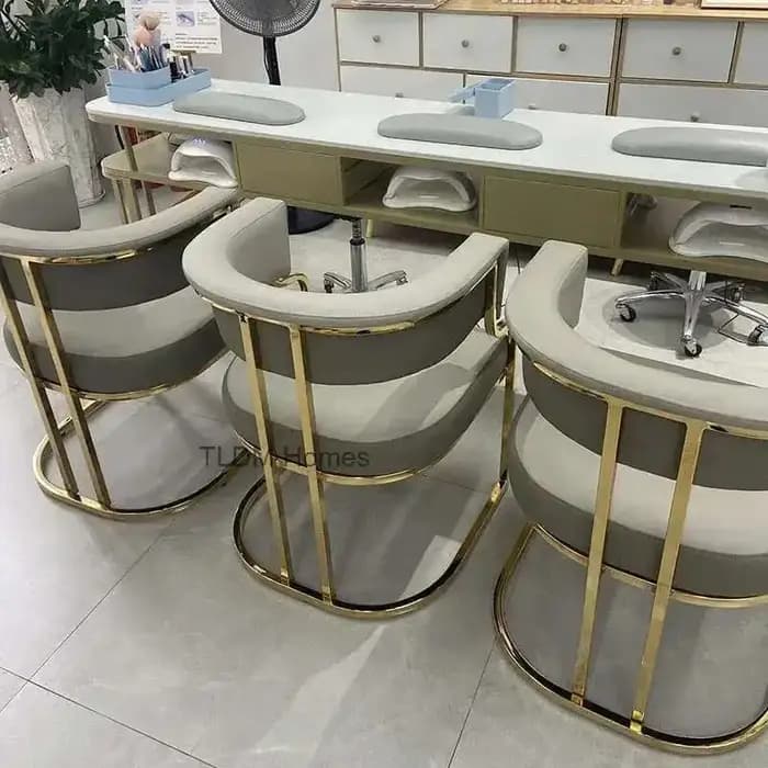Chaises de salle à manger dorées de luxe, fauteuil à dossier en fer forgé, meubles de cuisine modern