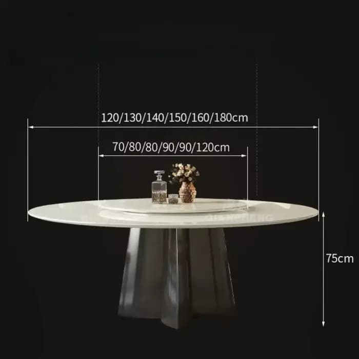 Table à manger ronde moderne avec plateau tournant