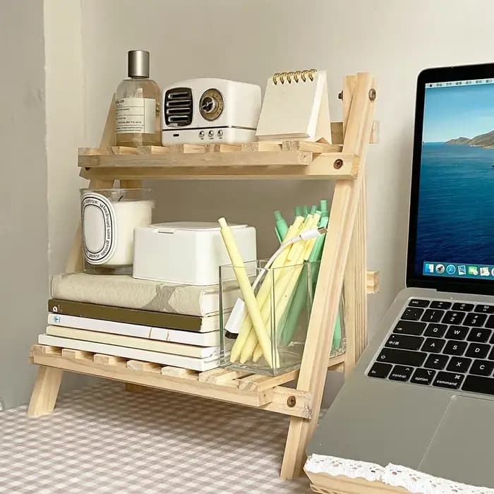 Support de rangement de bureau en bois