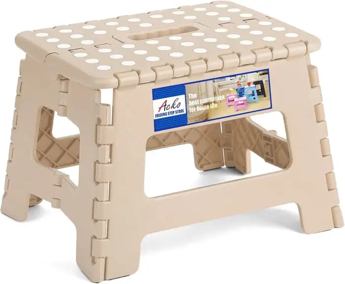 Tabouret pliant de 9 pouces, capacité de 300 lb, tabouret en plastique pour enfants et adultes, poig