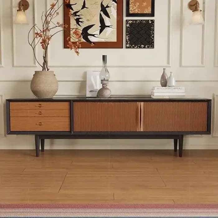 Tiroirs marron meuble Tv décoration murale support maison milieu du siècle