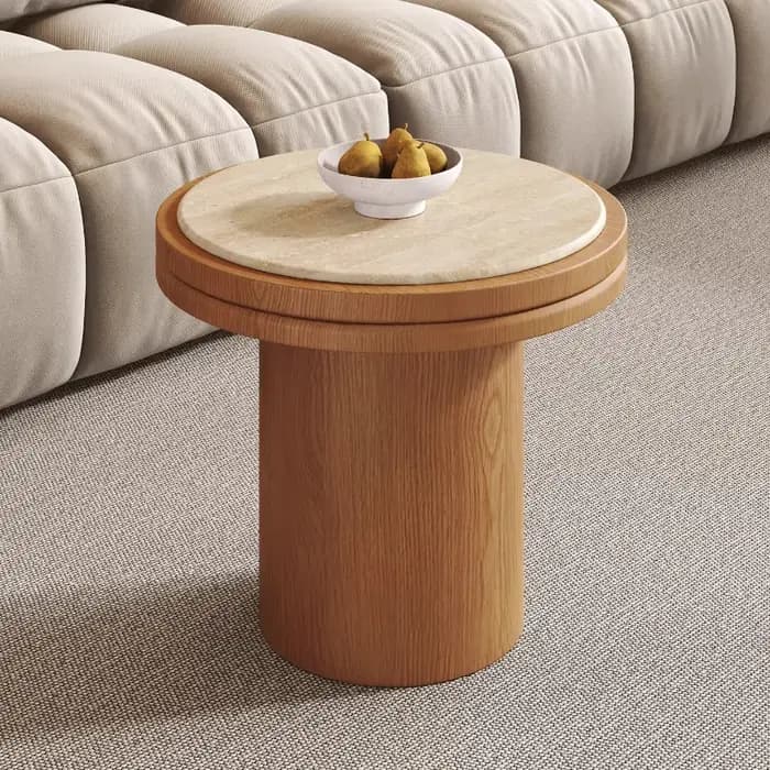 Table basse ronde japonaise en bois pour salon