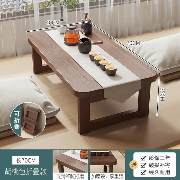 Table pliante en bois, table basse de balcon de baie vitrée japonaise