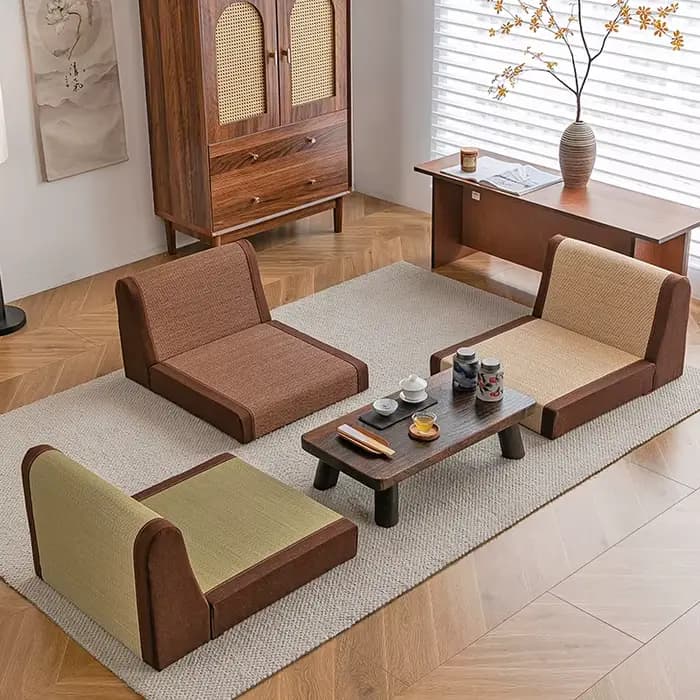 Chaise de sol japonaise en soie de bambou
