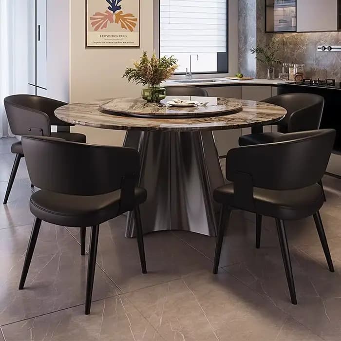 Ensemble table et chaises rondes en marbre de luxe italien, style moderne, pour salon, meubles minimalistes et gain de place, tables à manger