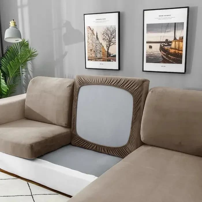 Housses de coussin de siège de canapé en velours élastique
