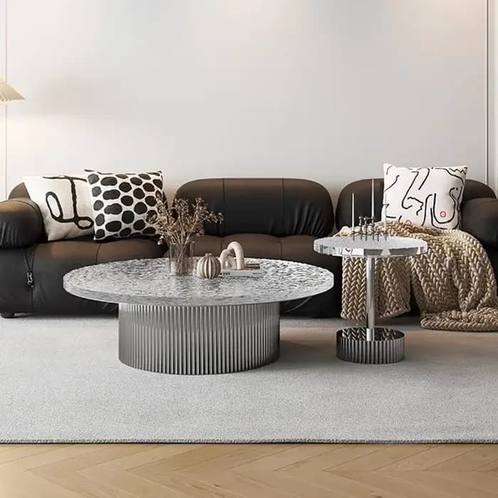 Table basse ronde minimaliste italienne en acrylique pour salon