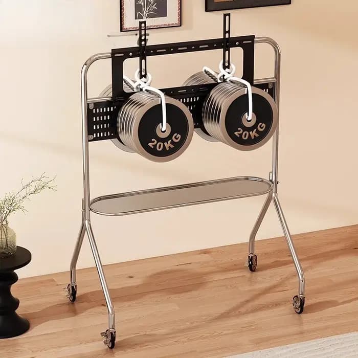 Meuble TV sur roulettes en acier inoxydable