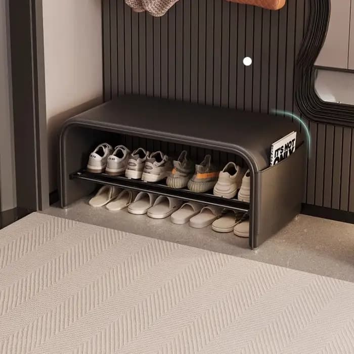  Banc d'entrée moderne avec rangement pour chaussures, siège de couloir rembourré, pouf de chambre