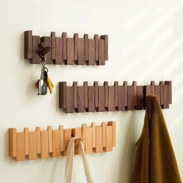 Portemanteau mural en bois massif