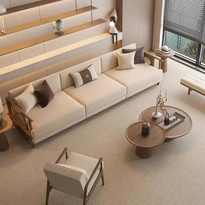 Canapé droit pour salon, canapé lounge minimaliste, luxe moderne, grand format, structure en bois ma
