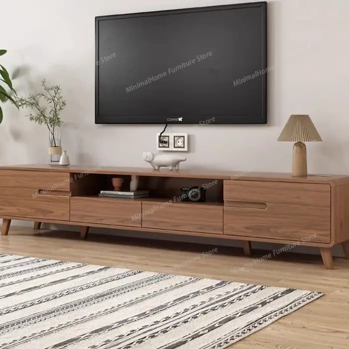 Meubles TV muraux en bois blanc avec tiroirs de rangement, supports TV modernes et esthétiques pour