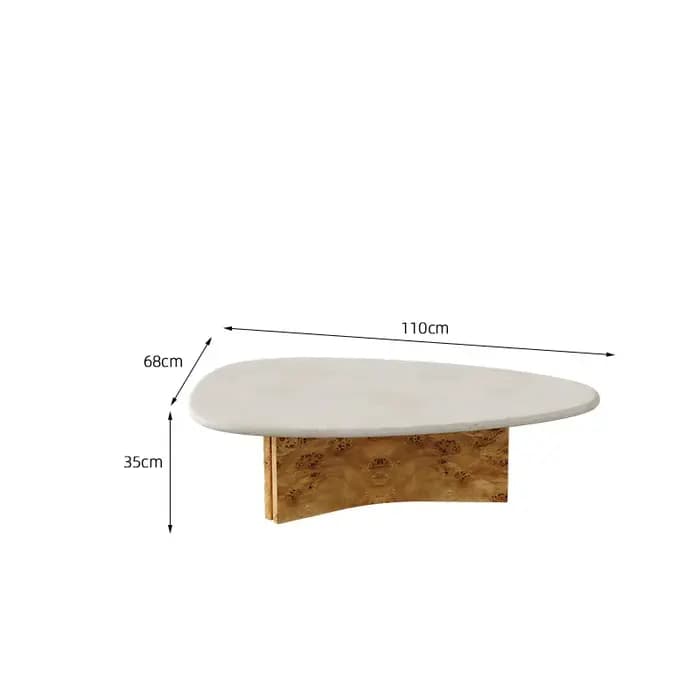Table basse en bois massif naturel et travertin