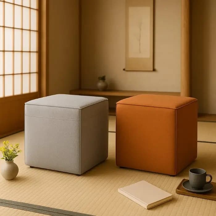 Tabouret Cube Ottoman en tissu scandinave