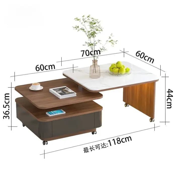 Table basse en dalle de roche de style médiéval pour salon