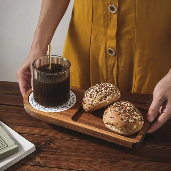 Plateau à café assiette en bois