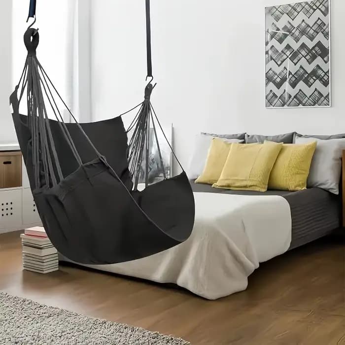 Fauteuil suspendu en tissu de loisirs 1 pièce - Balançoire d'extérieur avec anti-retournement et sac de rangement pour