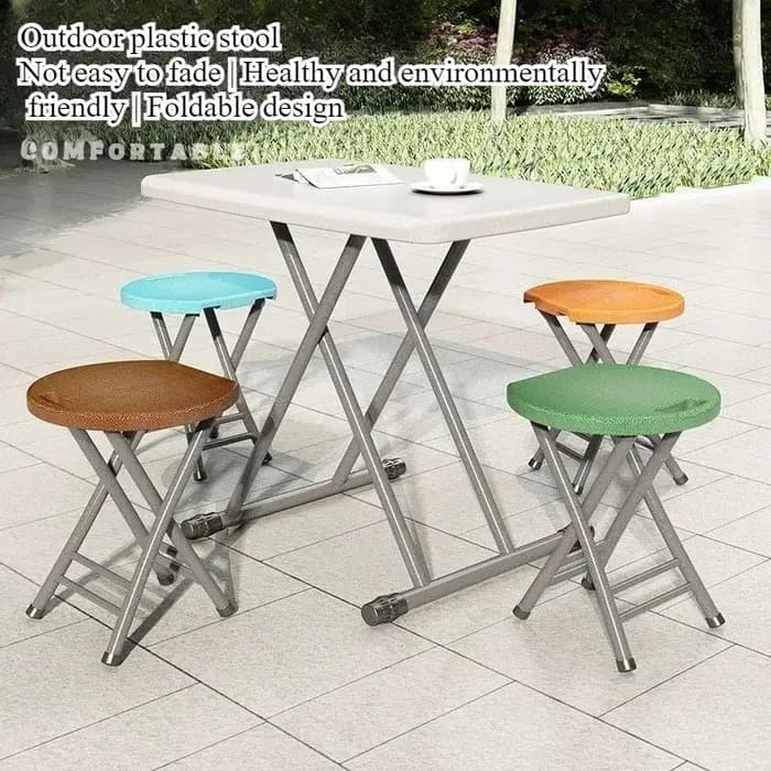 Tabouret rond portable en plastique, pliable, pour extérieur, banc simple, chaise pliante en plastiq