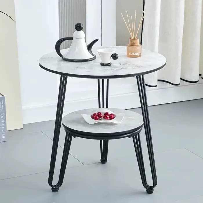 Tables basses rondes de salon, tables d'appoint modernes minimalistes à double niveau, tables basses rondes rétro pour couloir, meubles de maison