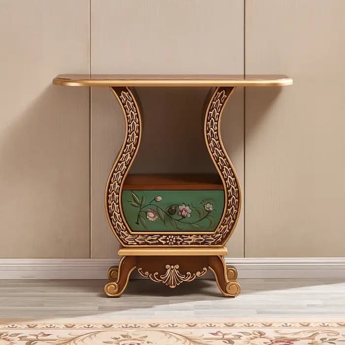 Table Console Vintage européenne du milieu du siècle, Table de beauté de luxe tendance pour couloir,