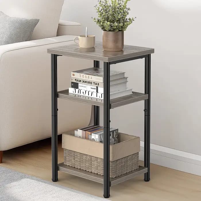 Table d'appoint 3 niveaux MCQ pour salon, table basse, étagère de rangement, table de chevet avec pi