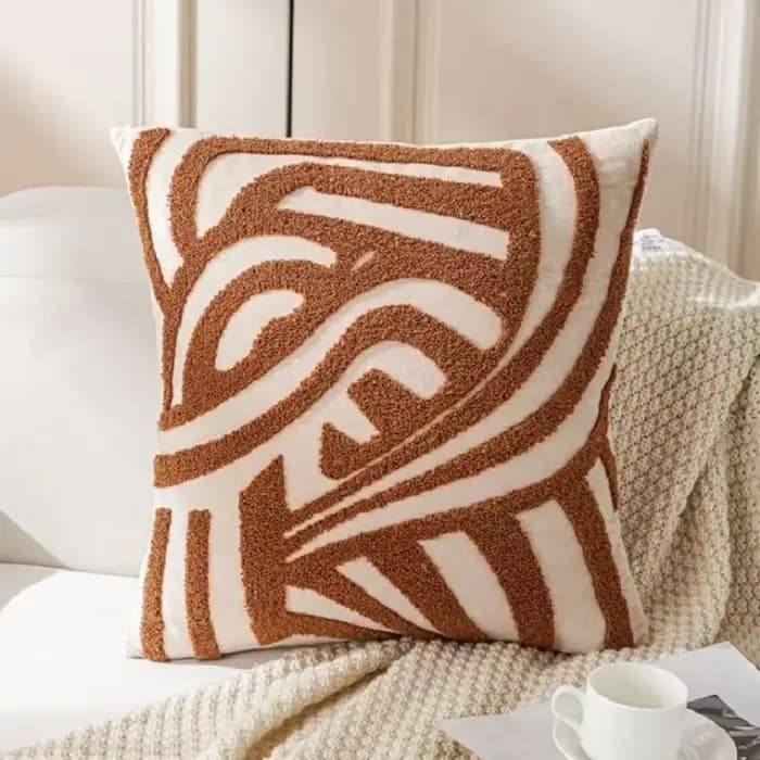 Juste de coussin rétro pour canapé, taie d'oreiller, marron, plante, avoine, crème légère, luxe, sal