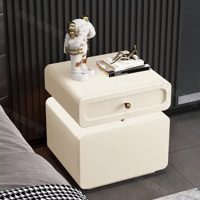 Table de chevet avec tiroirs, style nordique vintage, compartiment intelligent, décoration de chambr