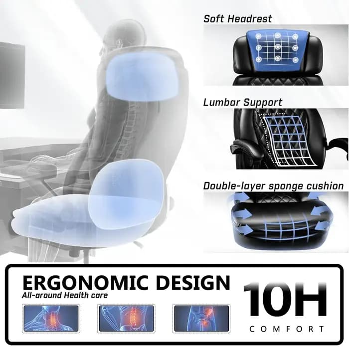 Chaise de bureau exécutive 400 lbs avec repose-pieds pour personnes corpulentes, chaise de bureau er