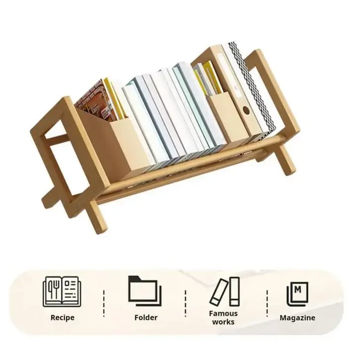Présentoir de livres en bois sans bavure, en bambou, à assemblage rapide, étagère de bureau, gain de