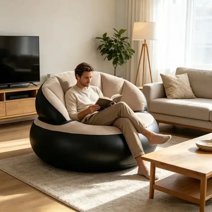 1 canapé gonflable en PVC épaissi, design ergonomique pour une expérience de siège confortable, canapé de jardin pliable et floqué