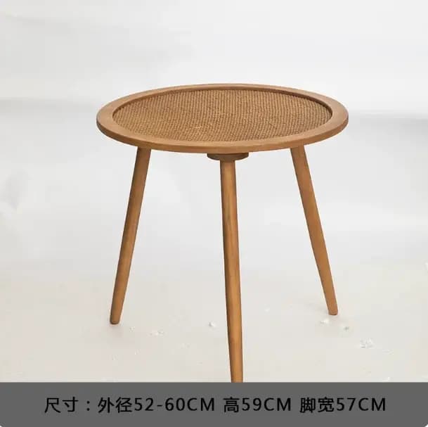 Table basse MOMO bohème rétro américaine en bois massif, table d'appoint en rotin naturel, table ronde de balcon, table d'hôtel familial
