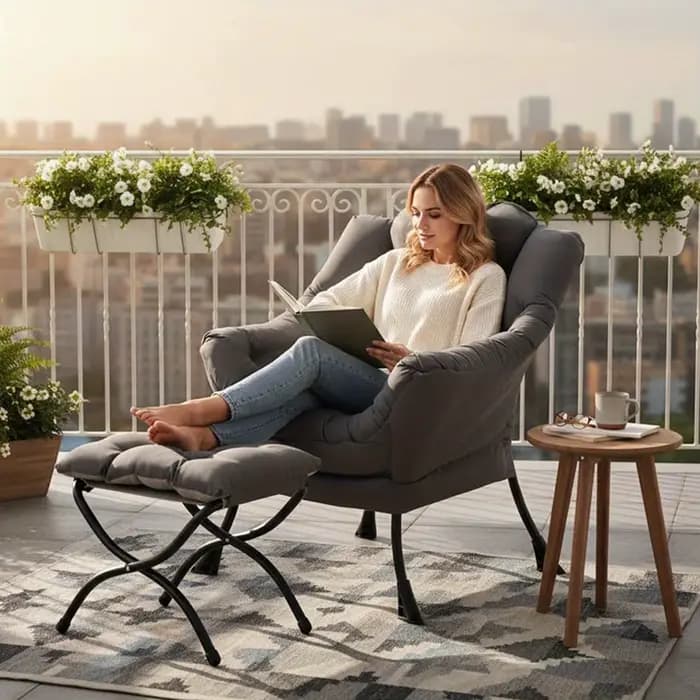Fauteuil inclinable de style moderne Tita avec repose-pieds