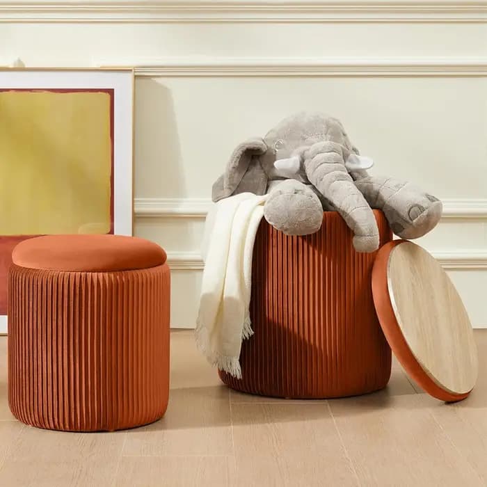 Tabouret de commode de salon pouf rond