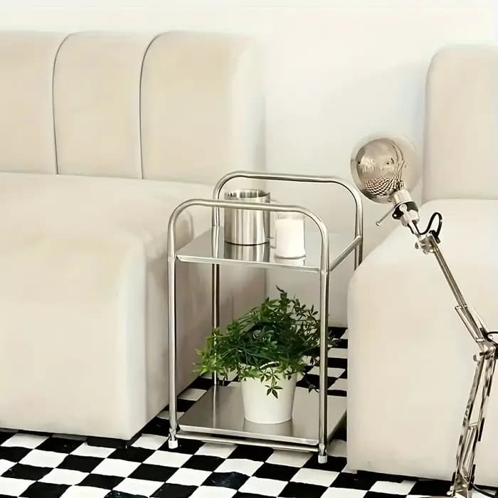 Table d'appoint moderne en acier inoxydable