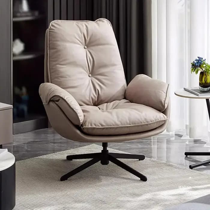 Fauteuil pivotant élégant en cuir gris
