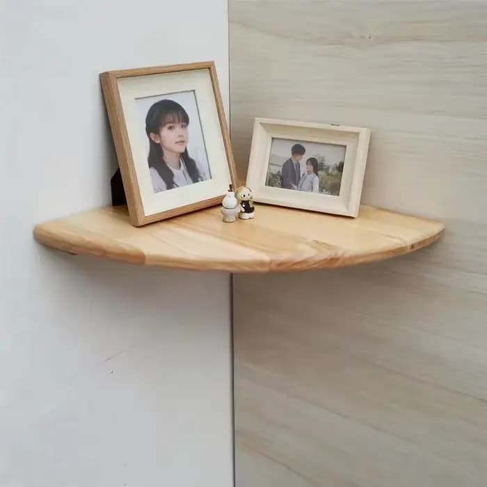 Étagère d'angle flottante en bois de chêne massif 15-30cm