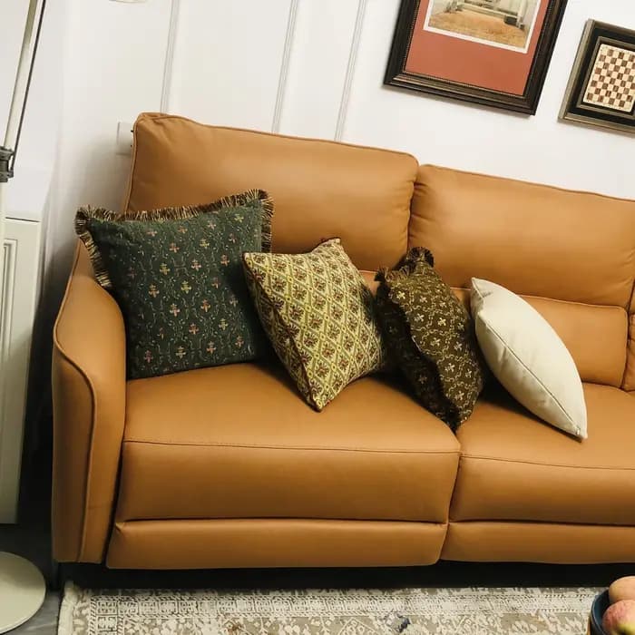Juste de coussin en chenille douce tissée pour canapé