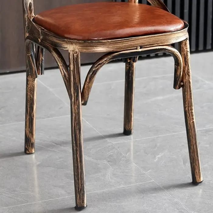 Chaise de salle à manger vintage à dossier haut en cuir