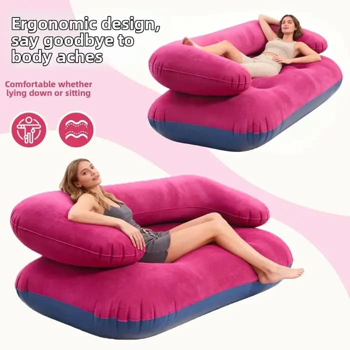 Canapé gonflable double floqué portable pour camping en extérieur et salon à domicile