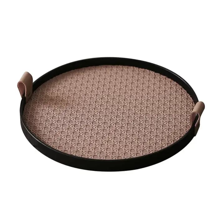 Plateau de rangement en cuir rétro pour salon