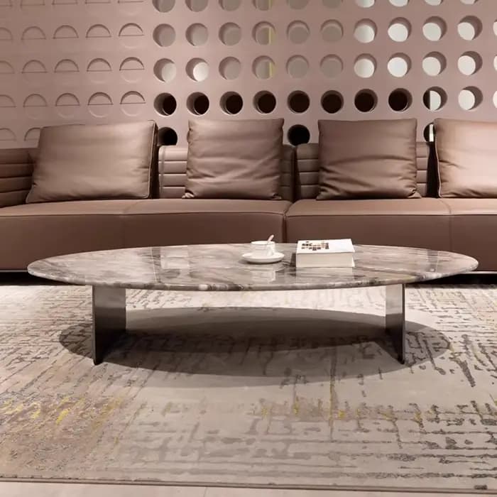 Table basse ovale nordique Design organisateur Tables minimalistes italiennes marbre Premium Mesa De Centro De Sala meubles De maison