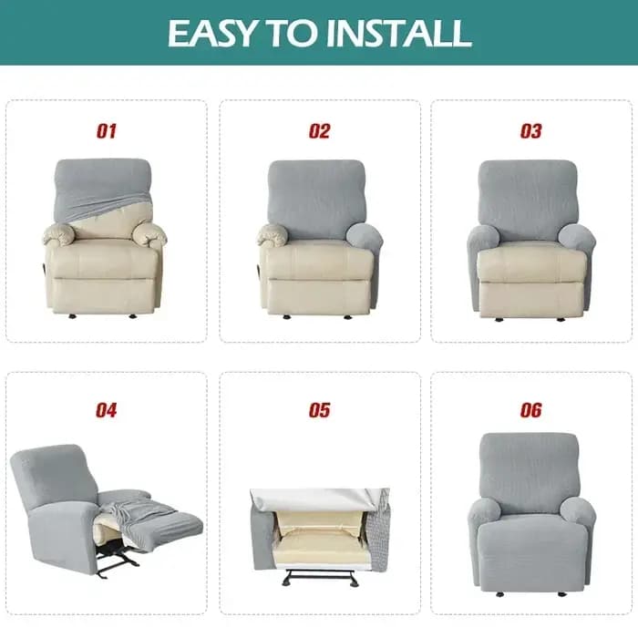 Housse de canapé relax 1 place extensible, protection de meuble couleur unie