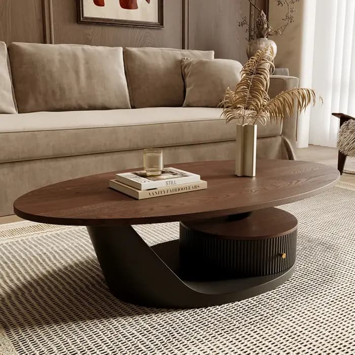 Table basse ovale universelle avec tiroirs rangement Table basse De salon à la mode luxe moderne Mes