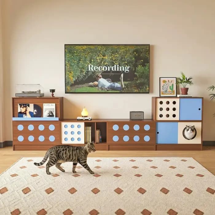 Meuble TV vintage de rangement sur pied pour salon