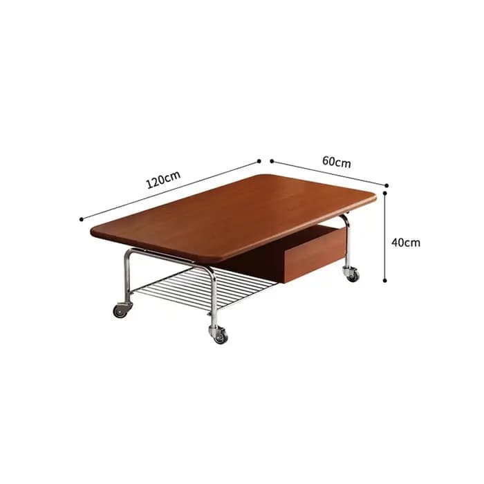 Table basse Mobile avec pieds en métal sur roulettes