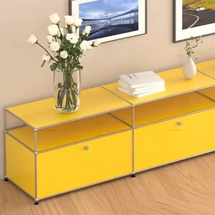 Meuble TV d'angle design avec rangement et présentoir pour accessoires de maison