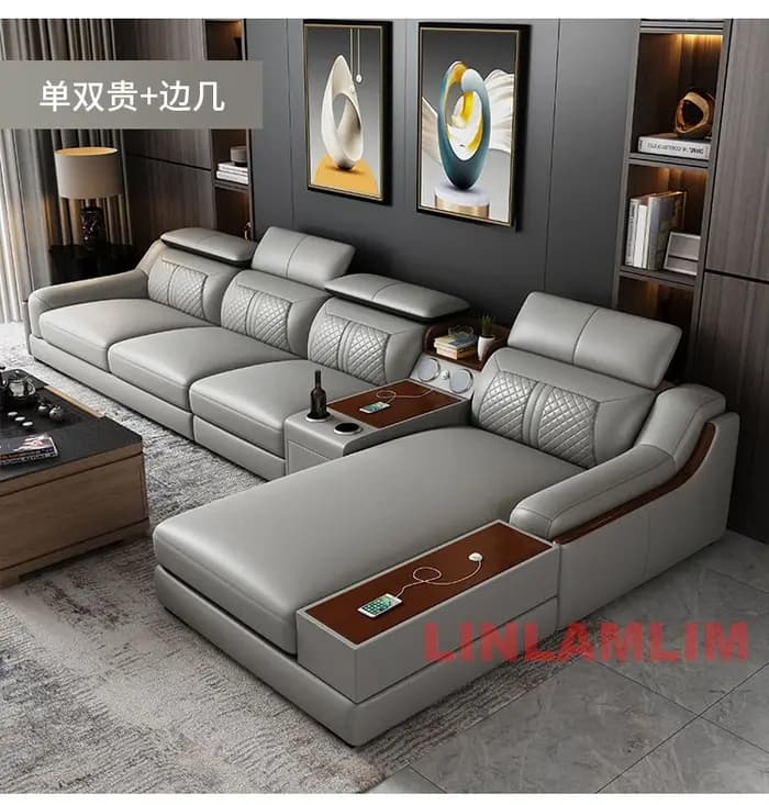 Ensemble de canapés sectionnels modernes en forme de U avec chaise longue