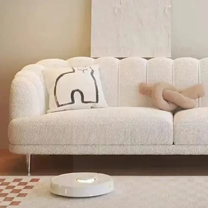 Fauteuil en tissu canapé blanc laine d'agneau chambres salon
